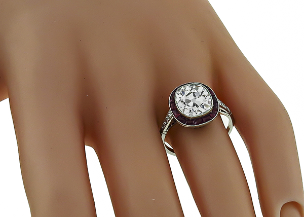 Vintage 3.56ct Diamond Ruby Engagement Ring Photo 1