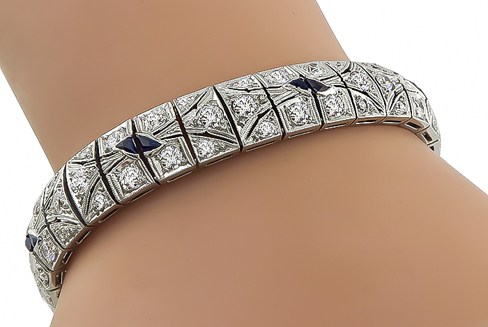Vintage 5.75ct Diamond Sapphire Bracelet