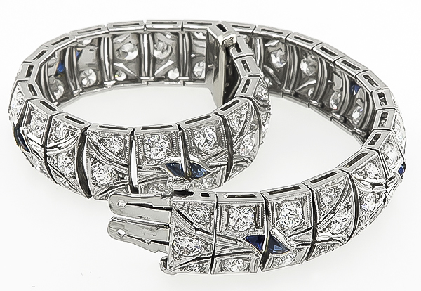 Vintage 5.75ct Diamond Sapphire Bracelet