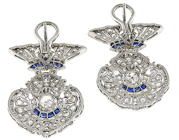 Vintage 5.00ct Diamond Sapphire Earrings