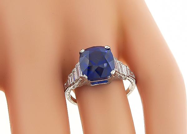 Vintage 6.23ct Sapphire 1.00ct Diamond Engagement Ring