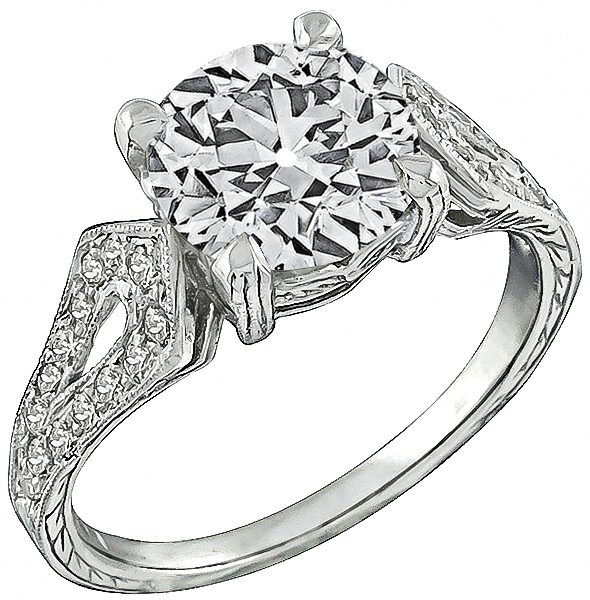 Vintage EGL Certified 2.40ct Diamond Engagement Ring Photo 4