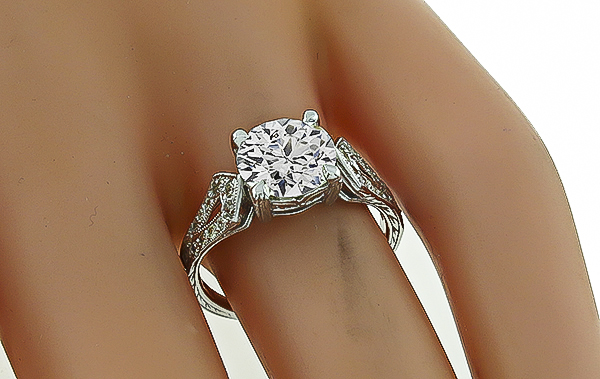 Vintage EGL Certified 2.40ct Diamond Engagement Ring Photo 1