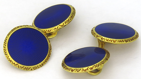 Vintage Enamel Gold Cufflinks photo 1