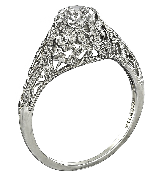 Vintage GIA Certified 0.51ct Diamond Engagement Ring