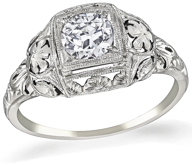 Vintage GIA Certified 0.54ct Diamond Engagement Ring
