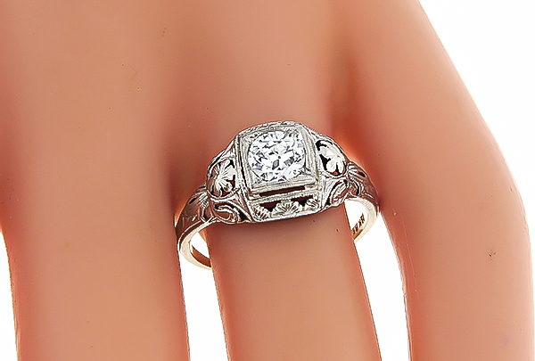Vintage GIA Certified 0.54ct Diamond Engagement Ring