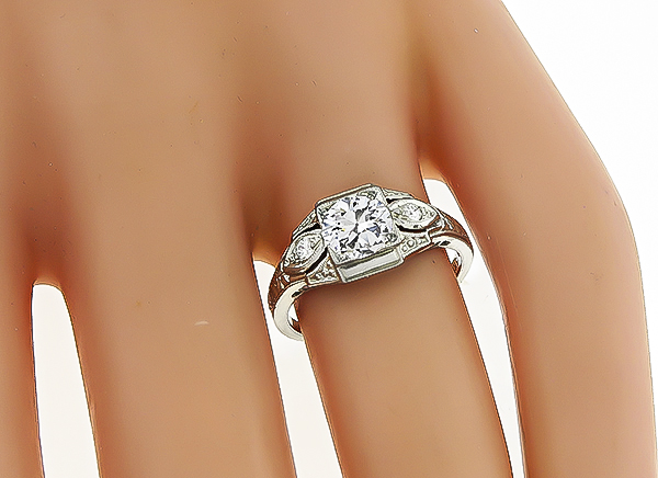 0.64ct diamond art deco engagement ring 1