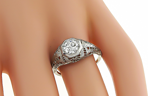 Vintage GIA Certified 0.77ct Diamond Engagement Ring
