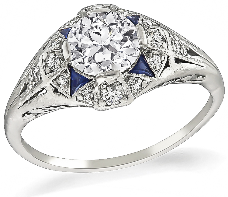 Vintage GIA Certified 0.86ct Diamond Engagement Ring