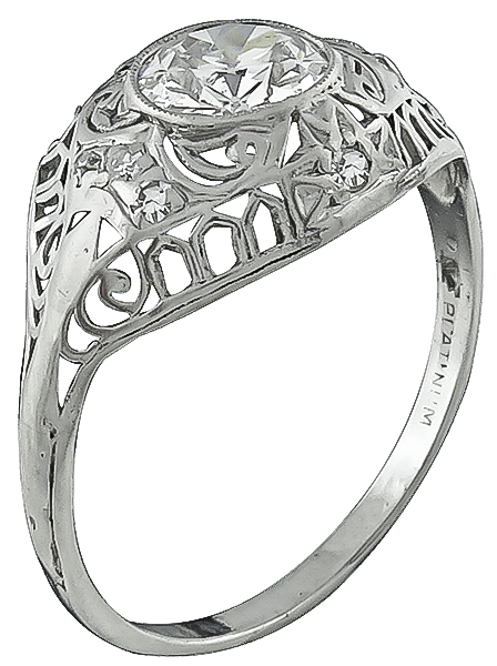 Vintage GIA Certified 0.87ct Diamond Engagement Ring Photo 2