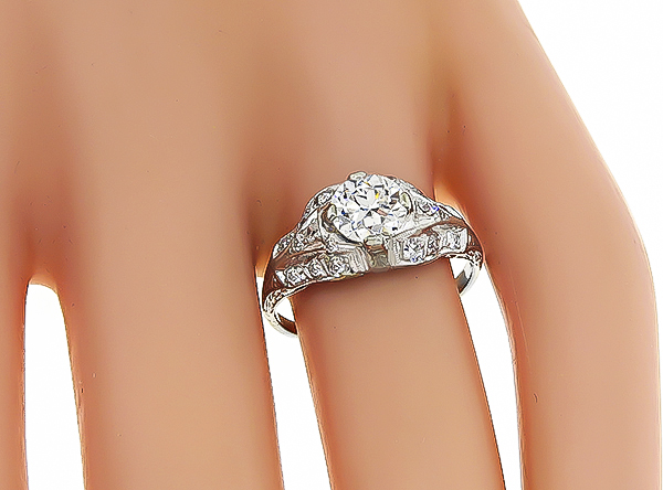 Vintage GIA Certified 0.88ct Diamond Engagement Ring