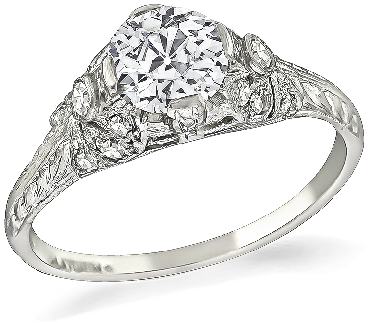 Vintage GIA Certified 0.89ct Diamond Engagement Ring