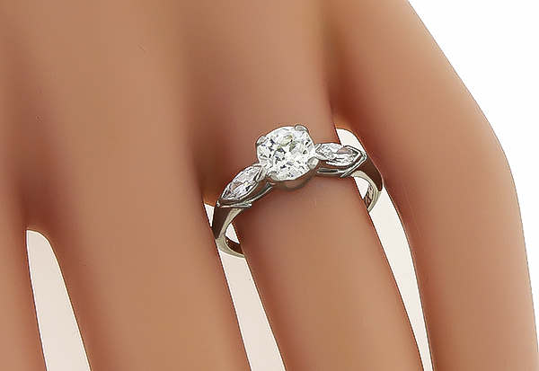 Vintage GIA Certified 0.90ct Diamond Engagement Ring