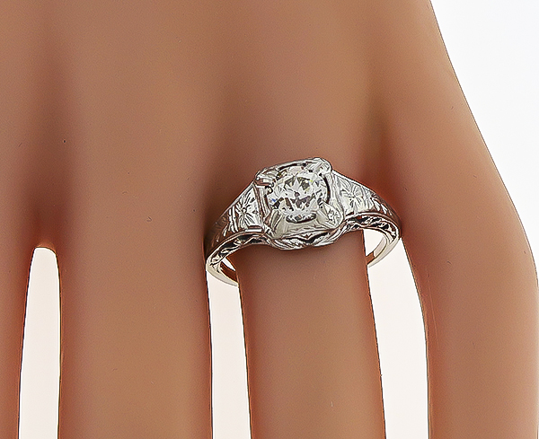 Vintage GIA Certified 0.93ct Diamond Engagement Ring