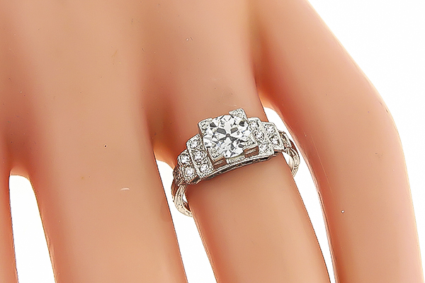 art deco gia 0.93ct diamond engagement ring 1