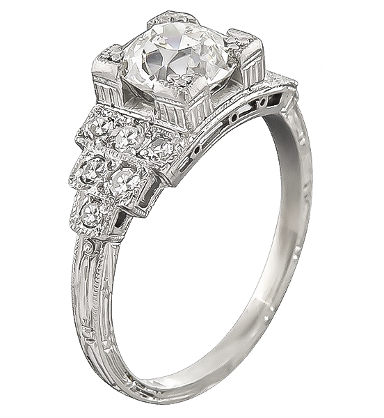 art deco gia 0.93ct diamond engagement ring 1