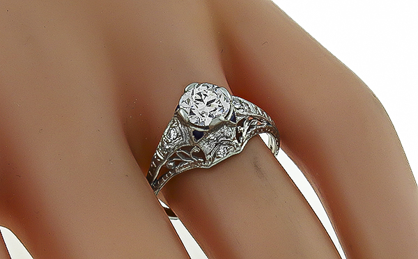 Vintage GIA Certified 0.96ct Diamond Engagement Ring Photo 1