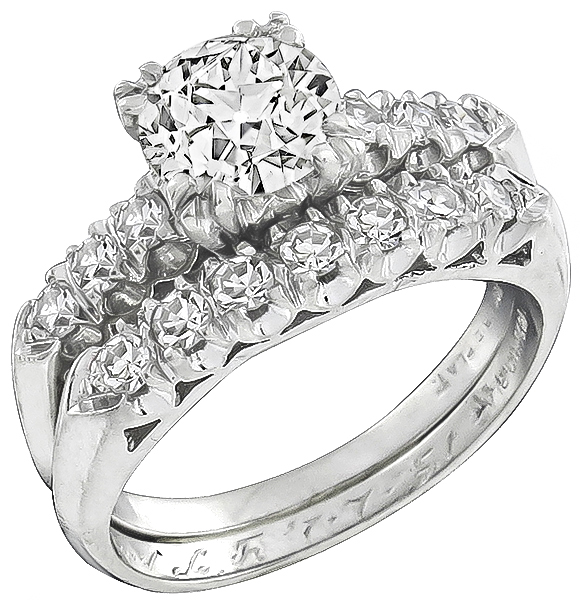 GIA 1.23ct Diamond Engagement and Wedding Band Set Photo 1