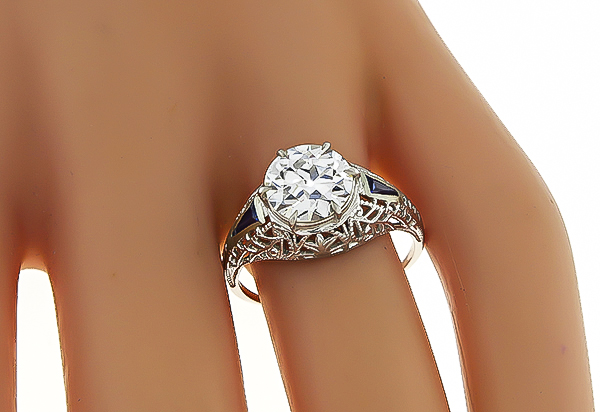 Vintage GIA Certified 1.68ct Diamond Engagement Ring