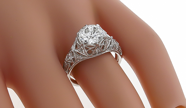 Vintage GIA Certified 1.70ct Diamond Engagement Ring Photo 1