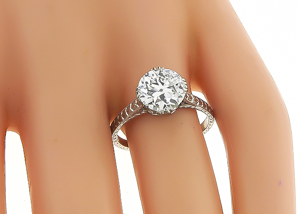 Vintage GIA Certified 2.05ct Diamond Engagement Ring