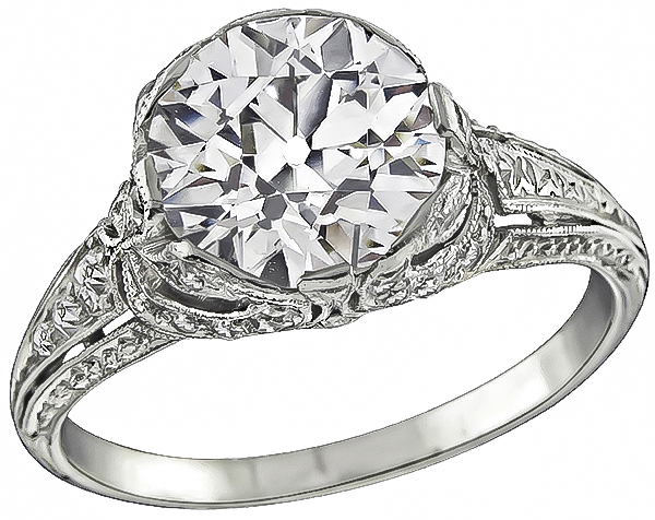 GIA Old Mine Cut Diamond Engagement Ring