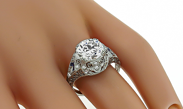 Vintage GIA Certified 3.12ct Diamond Engagement Ring Photo 1