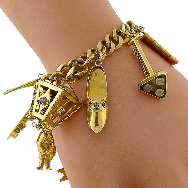 Estate 14K Yellow Gold Charm Bracelet