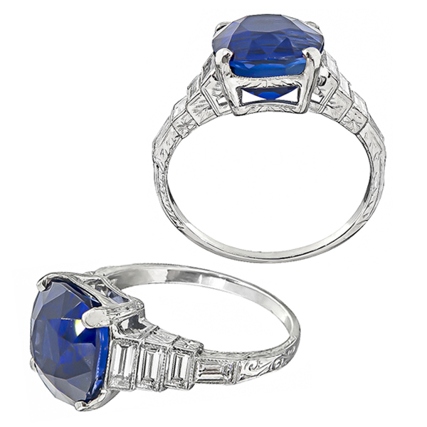 Vintage 6.23ct Sapphire 1.00ct Diamond Engagement Ring