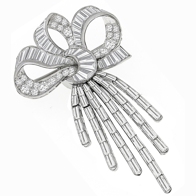 6.00ct Diamond Platinum Bow Pin/ Pendant