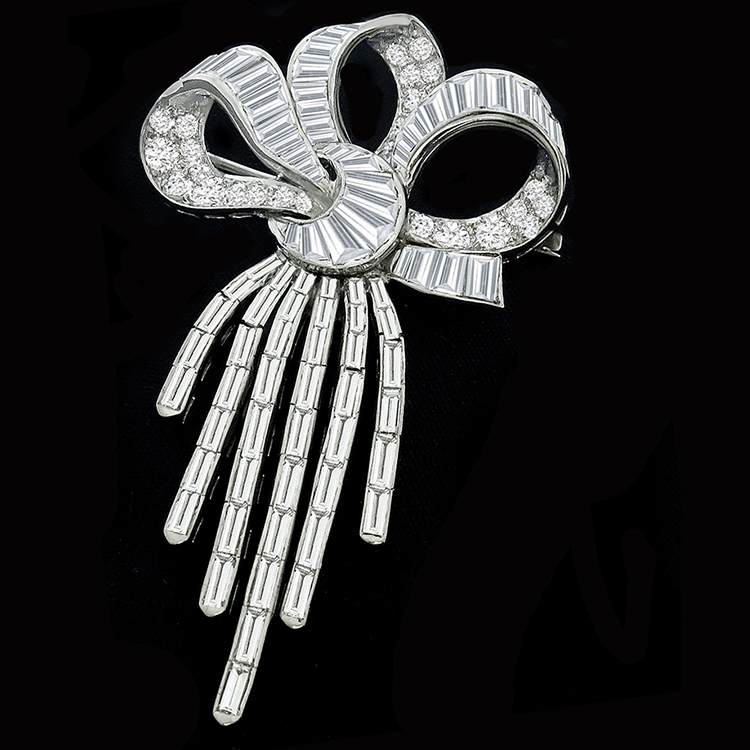 6.00ct Diamond Platinum Bow Pin/ Pendant