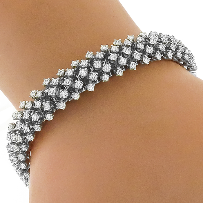 10.00ct Diamond Cluster Gold Bracelet 