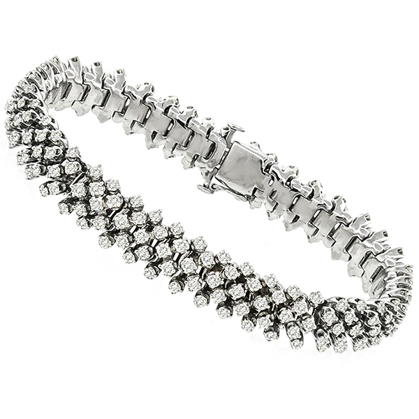 10.00ct Diamond Cluster Gold Bracelet 