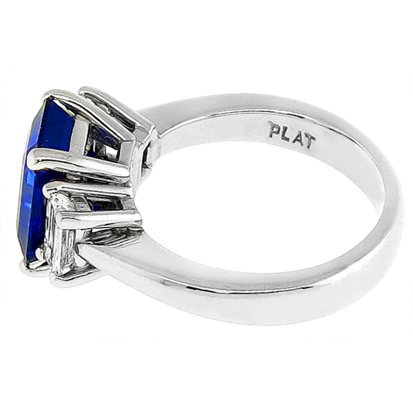 3.28ct Ceylon Sapphire 0.50ct Diamond Platinum Ring