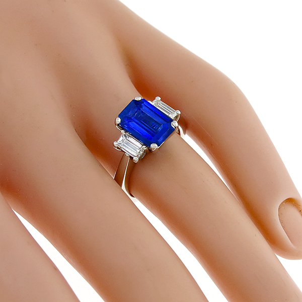 3.28ct Ceylon Sapphire 0.50ct Diamond Platinum Ring