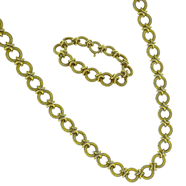 1960s Gold Chain Necklace & Bracelet Set