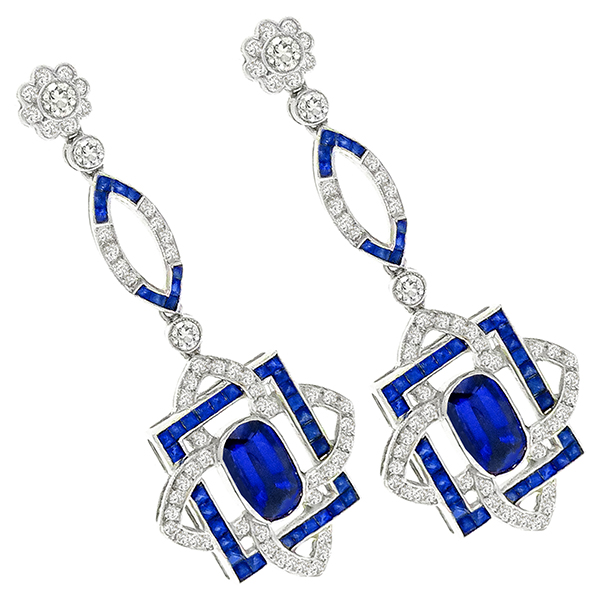 4.16ct Sapphire 1.76ct Diamond Chandelier Earrings  | Israel Rose