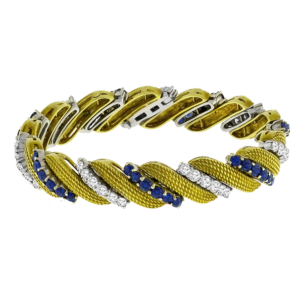 5.00ct Sapphire 4.00ct Diamond Gold Bracelet 