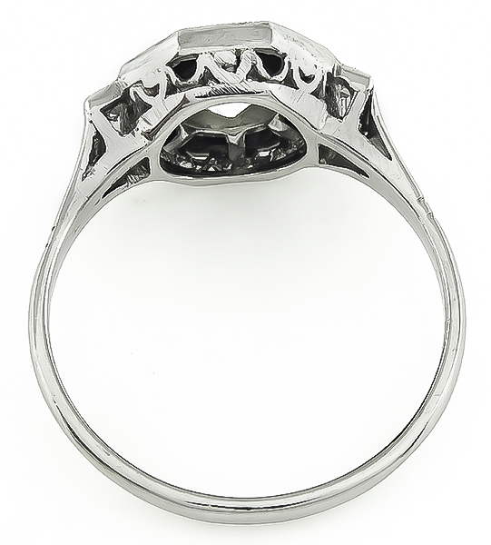 Art Deco 0.80ct Diamond Onyx Engagement Ring