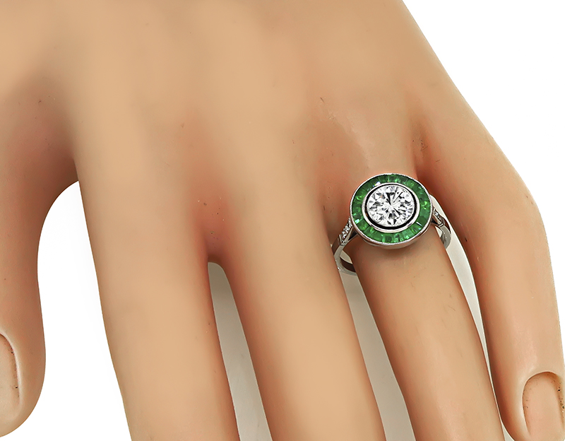 1.06ct Diamond Art Deco Halo Engagement Ring