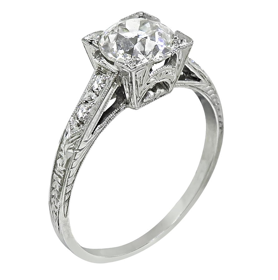 Art Deco 1.06ct Diamond Platinum Engagement Ring