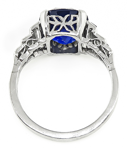 Vintage 4.54ct Ceylon Sapphire Diamond Engagement Ring
