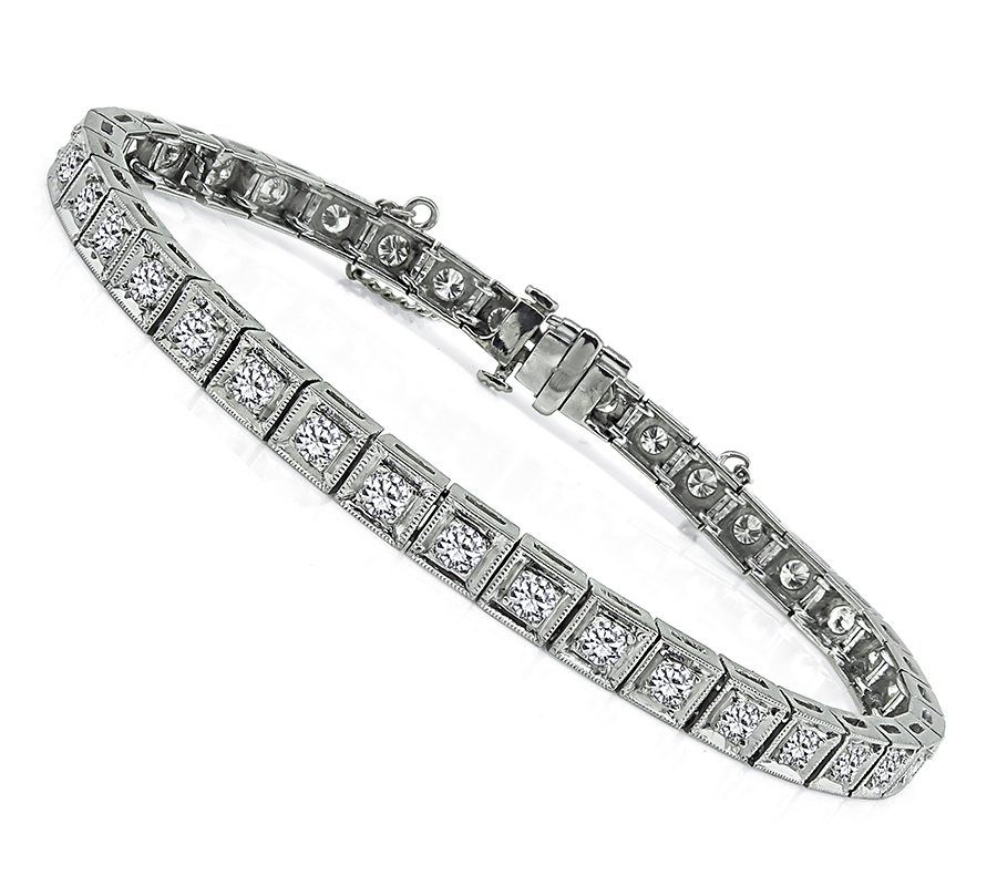 Art Deco 3.40ct Diamond Line Bracelet