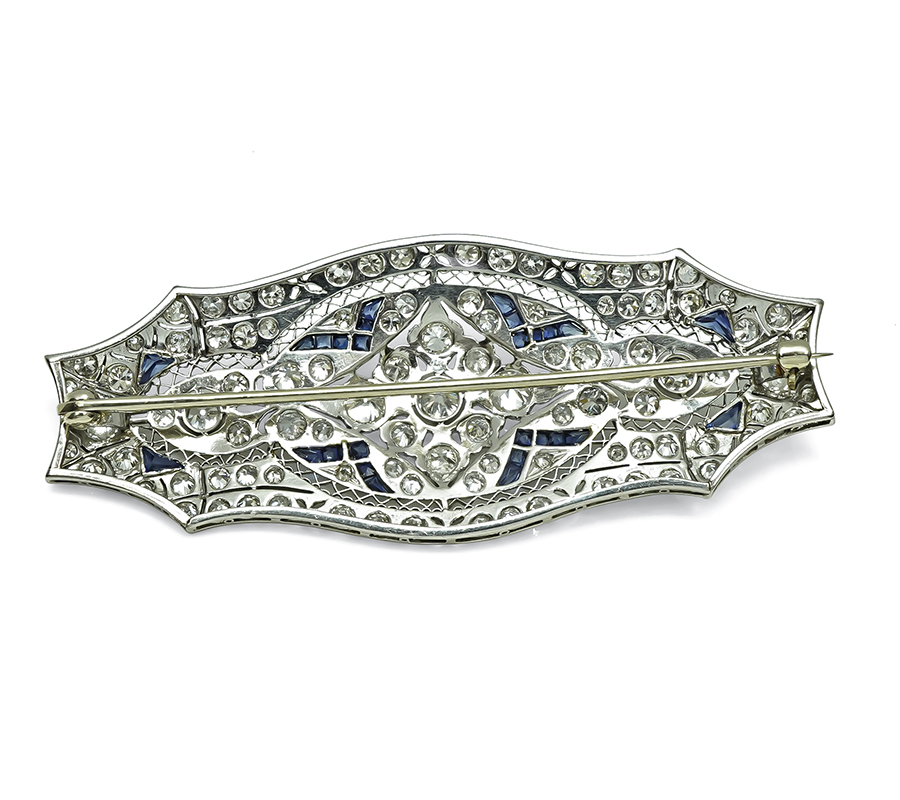 Art Deco 4.00ct Diamond Sapphire Platinum Pin