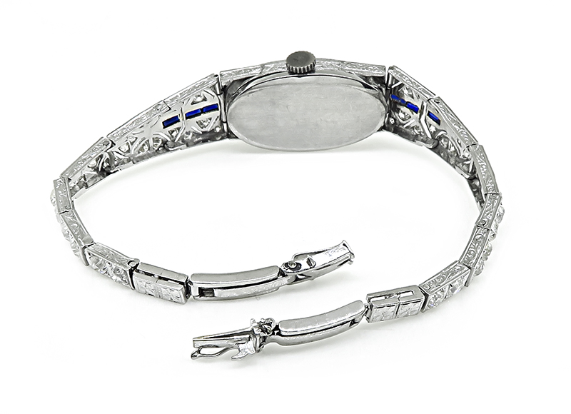 Art Deco 2.50ct Diamond Sapphire Watch