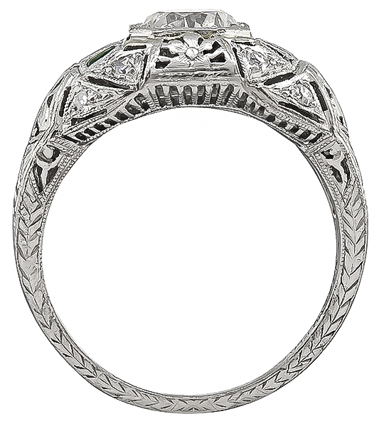 Vintage GIA certified 0.97ct Diamond Engagement Ring