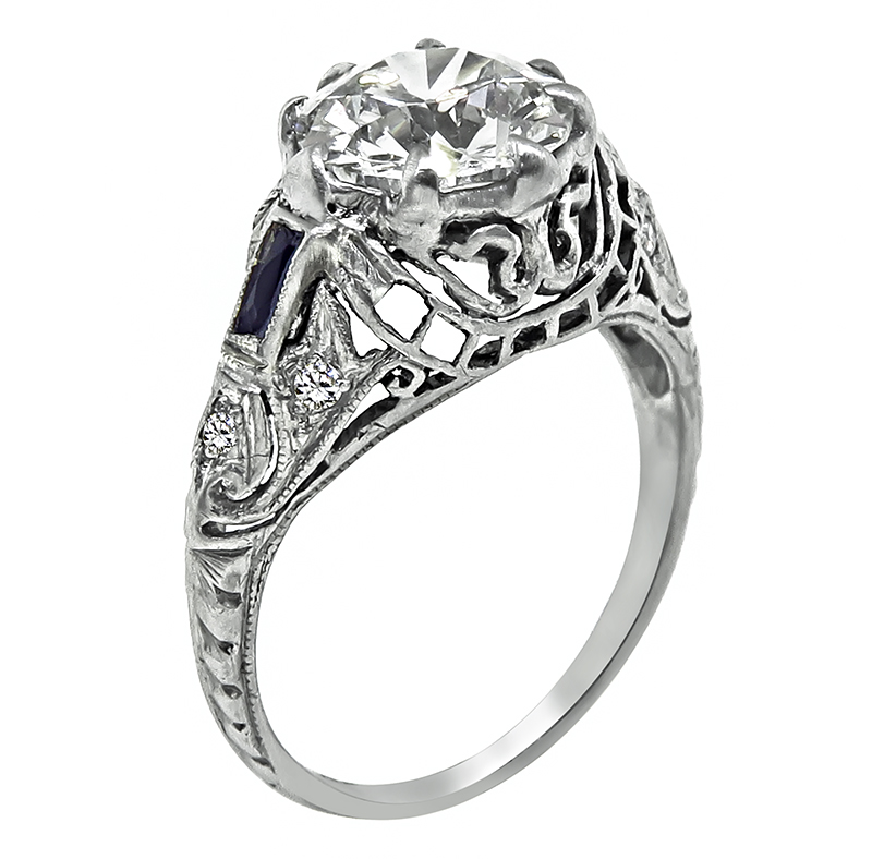 Vintage GIA Certified 1.65ct Diamond Engagement Ring