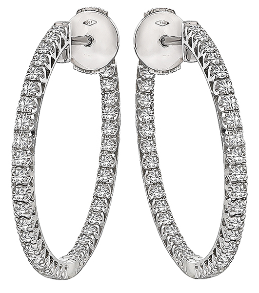 Estate 2.00ct Diamond Inside Out Hoop Earrings