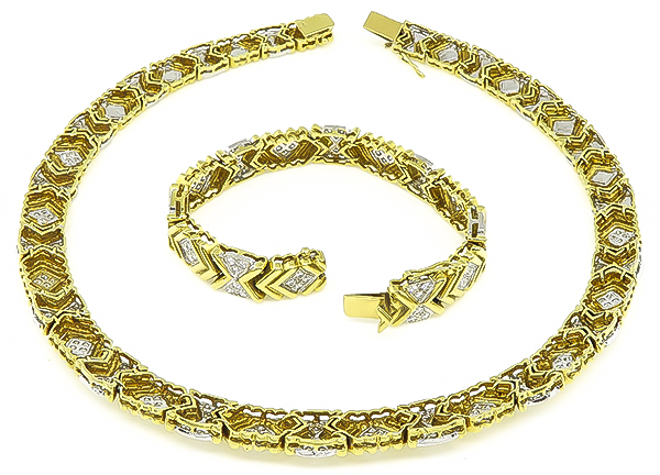 Estate 5.40ct Diamond Necklace and Bracelet Set